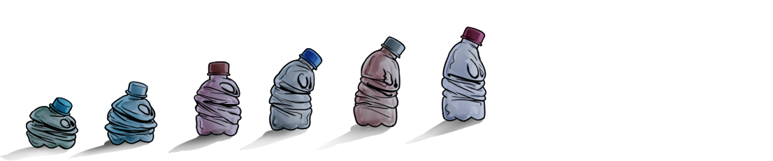 Șir de sticle de plastic